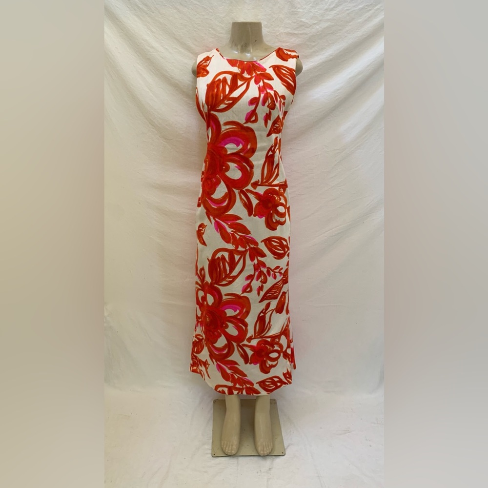 VTG McInerny Size ? Hawaiian 🌺 Togs Floral Print Sleeveless Full Length Dress